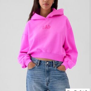Neon pink gap VintageSoft Arch Logo Cropped Hoodie